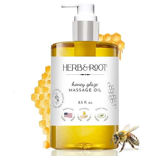 Edible Honey Glaze Massage Oil 8.5 oz | Body Oil with Sweet Honeycomb & Natural Oils | Non-Sticky Moisturizing Doubles as Aromatherapy Body Oil
