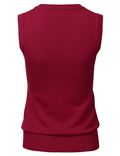 Women Solid Classic V-Neck Sleeveless Pullover Sweater Vest Top3