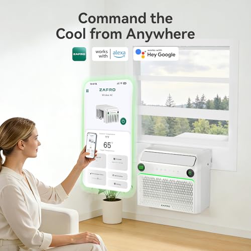 Image of ZAFRO U Shaped Inverter Window Air Conditioner, Ultra Quiet (32dB), 10000BTU ASHRAE (6200 BTU DOE) Smart Air Conditioner Window Unit, App /Voice /Remote, Saddle Window AC Unit with Cool /Dry /Fan Modes