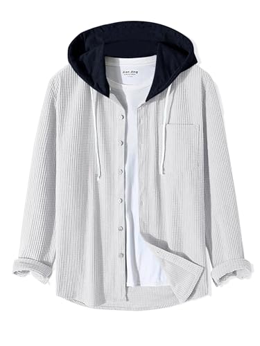Image of Noble Monk Men's Solid Regular Fit Shirts| Shirt with Hood | Casual Wear for Men | Full Sleeve Shirt | Stylish Shirts for Men