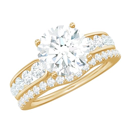 Certified Moissanite Bridal Ring Set, D-Vs1 Quality, Moissanite Engagement Ring With Wedding Band - Gift For Women