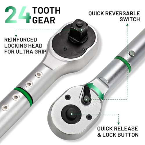 Image of 3 /4-Inch Drive Click Torque Wrench, Dual-Direction Click Professional Torque Wrench 160-840FT.LB /135-815N.M, Dual Range Scales Graduated in FT.LB and N.M