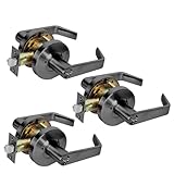 SUMBIN Ansi Grade 2 Commercial Heavy Duty Entry Door Lever Lockset, ADA, Matt Black Finish (3 Sets Key Alike)