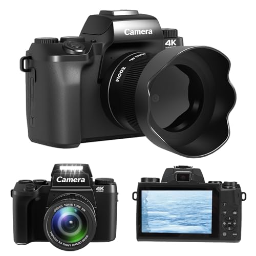 VBESTLIFE Cámaras Digitales para Fotografía, Cámara Vlog 4K 64MP para Youtube con Pantalla Táctil de 4 ", Zoom de 16x, Lente Dual, Luz LED, 3000 MAh