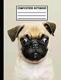 Pug Composition Book: Cute Pug Face Dog Lined Notebook, 9 3/4 x 7 1/2, 100 Pages, College Ruled, For Boys, Girls, Teens, Adults, School Work