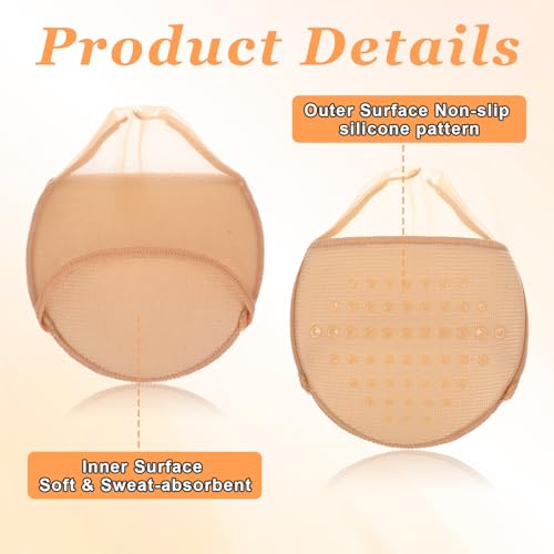 Toe Covers for Women, 4 Pairs Non-slip Toe Socks No Show Invisible Toe Topper Socks for Clogs Footies (Nude, Black)3