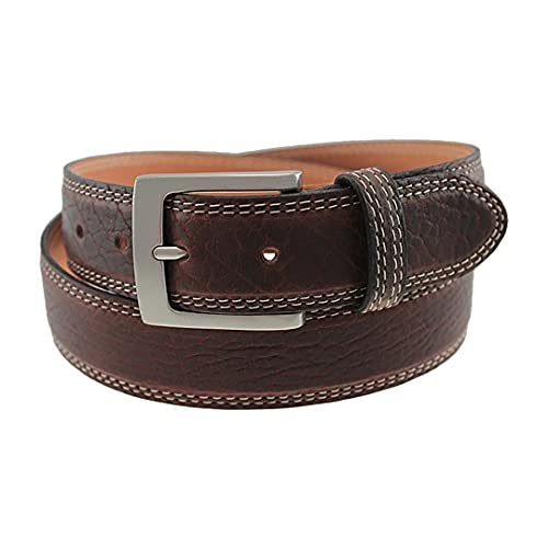 Thomas Bates Richmond Bison Leather Belt with Brushed Nickel Buckle