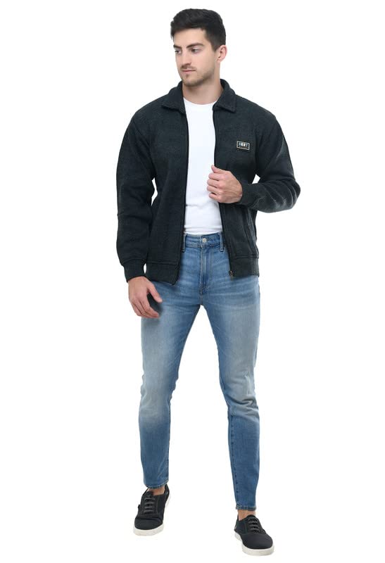 Image of MANRA MANRA Men Zipper Thick Fabric Woolen Winterwear Full Sleeve Collar with Side Pockets Jacket /Sweater