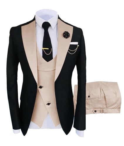 Mens Slim Fit 3 Piece Suit Wedding Tuxedo Prom Blazer Vest Pants Set Wedding2