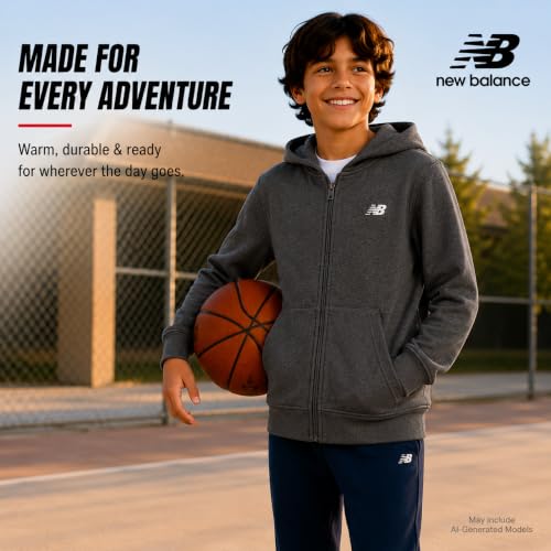 Image of New Balance Boys Zip Up Warm Fleece Hoodie Sweatshirt, Activewear 8-20