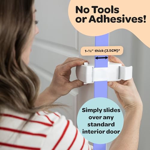 Image of Huglock - The Snap-On Door Lock Kids Can't Reach or Defeat - No Tools or Adhesives Required - Works With Door Knob, Lever or Handle - Childproof Safety Locks are Toddler, Baby and Child Proof (1 Pack)
