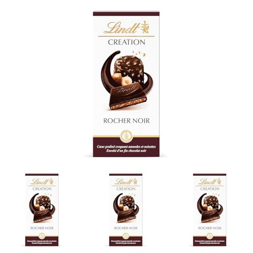 Lindt - Tablette Le Rocher CREATION - Chocolat Noir, 150g (Lot de 4)