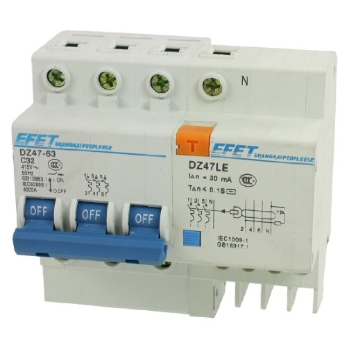 Disjoncteur de fuite DZ47-63 3 Pôles 32A avec différentiel DZ47LE