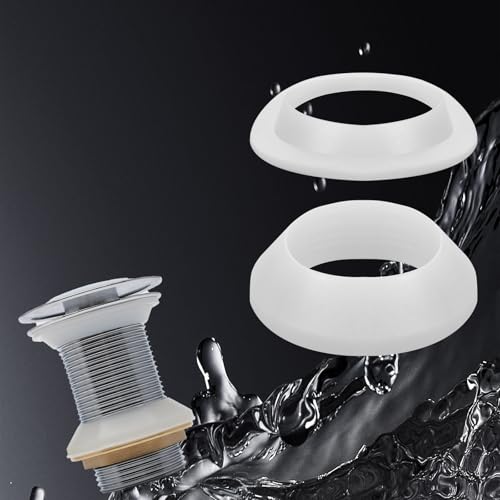 Image of Sink Drain Gasket - Universal Basin Replacement Parts, Thickened Silicone Sealing Ring, Drainage Plug Stopper Tool for Vessel Bathroom Kitchen, 2 Sets