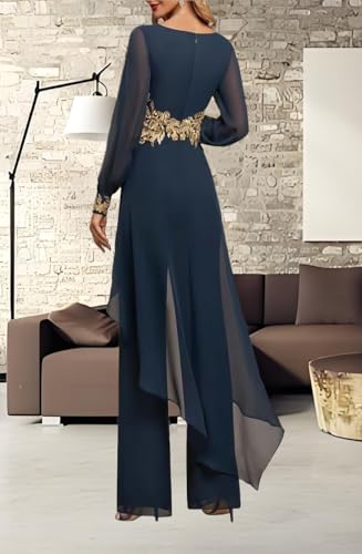 Elegant Royal Blue Mother of the Bride Pantsuits with Chiffon Lace Applique and Ruffles for a Stunning Wedding Look - Image 5