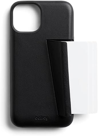 Bellroy Phone Case for iPhone 14 Plus with Card Holder Leather iPhone Cover, Soft Microfiber Lining - Black