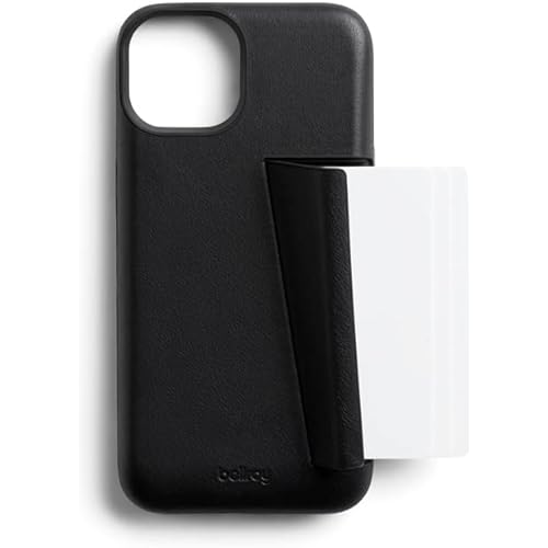 Bellroy Phone Case for iPhone 14 Plus with Card Holder (Leather iPhone Cover, Soft Microfiber Lining) - Black