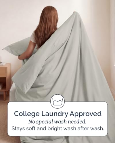 Image of Duvet Cover Twin /Twin XL - 2 Piece Set, College Dorm Room - Light Grey