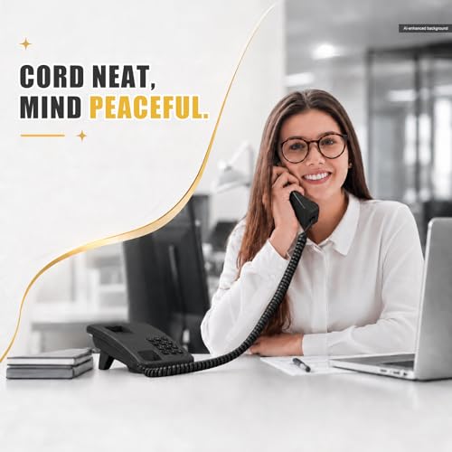 Image of Comtrue Phone Cords for Landline, 2-Pack, Telephone Handset Cords | Black, Universally Compatible, Tangle-Resistant, Noise-free, Go-to Length, Ideal for office & home