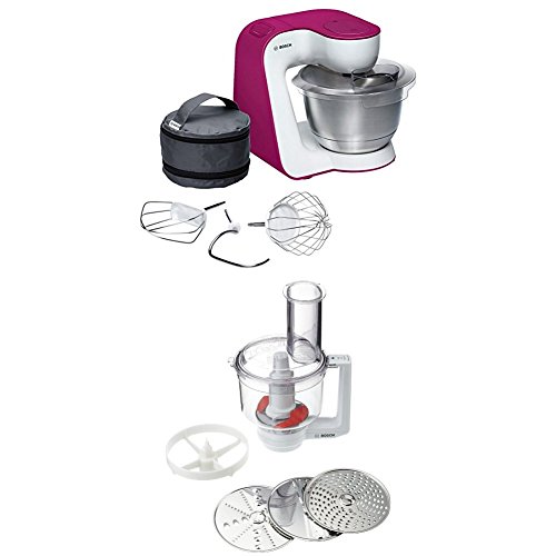 Bosch MUM54P00 Küchenmaschine StartLine, 900 W, 3,9 L Edelstahl-Rührschüssel, 3D Rührsystem, 7 Schaltstufen, weiß / wild…