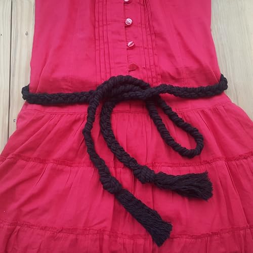 Braided Rope Belt – Handmade Boho Macrame Waist Tie, Twisted Cotton Tassel Sash, Adjustable Woven Hippie Beachwear Accessory for Dresses, Caftans, Tunics, Festival Outfits3