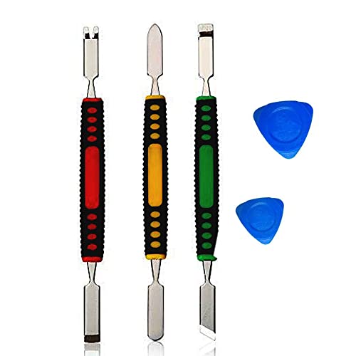 Image of Mobile Repairing Pry Tool Kit Meshiv 3 Dual Ends Metal Spudger & 2 Plastic Guitar Picks Pry Opener for Laptop, Tablet, Mobile, smartphone Opening Repair Tool (5 IN 1 Laptop Repairing Tool Kit)