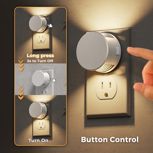 Image of L LOHAS LED Night Lights Plug into Wall,White Night Light Dusk to Dawn Sensor,Brightness Adjustable,3000K Warm White Nightlight for Adults Hallway Bathroom Bedroom