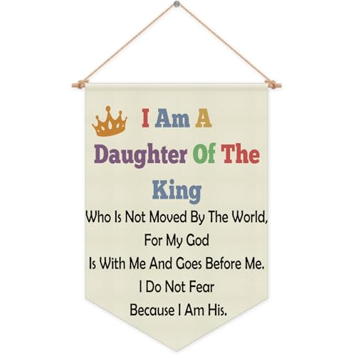 Christian Gifts Wall Decor Hanging Pennant Flag Banner Religious Gift Inspirational Christian Baptism Gift for Daughter Baby Girls Room Girls Bible Scripture Decor Christmas Birthday Present for Her