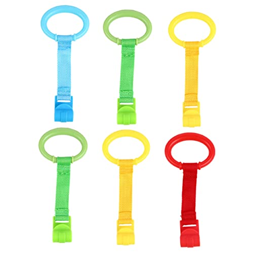 BIUDECO Crib Accessory Set 6pcs Standing Pull Rings for Boys and Girls' Learning Play