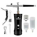 充電式 エアブラシ 28PSI ダブルアクション Type-C エアブラシセット コンプレッサー 圧力調節可能 次第0.3mm 3種カップ付 プラモデル モデル塗装 ニードル洗浄 日本語説明書付 Longsafe 国内ブランド クラフトマスター (ADL-CM01-BK)