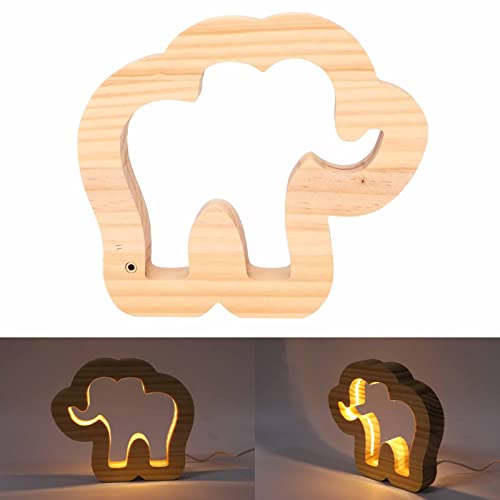 Lámpara de Noche Elefante en Madera Tallada miniatura 4