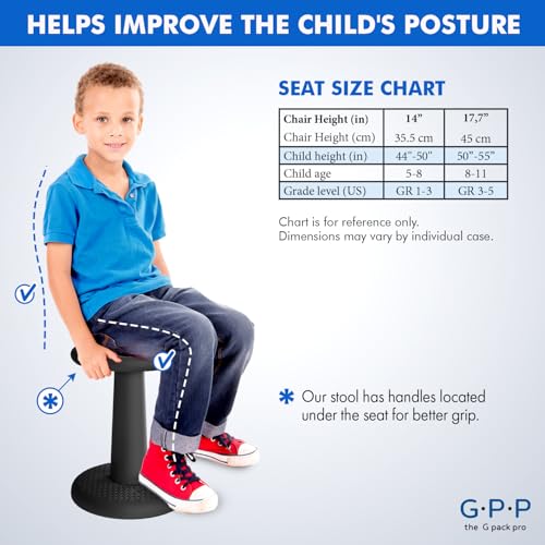 Image of Gpack-pro Kids Wobble Stool 2-Pack - Improves Focus Attention - Non-Slip Base - Wiggle Chair Active Flexible Seating for Preschool Kindergarten Elementary School 17.7-Inch High (Black)