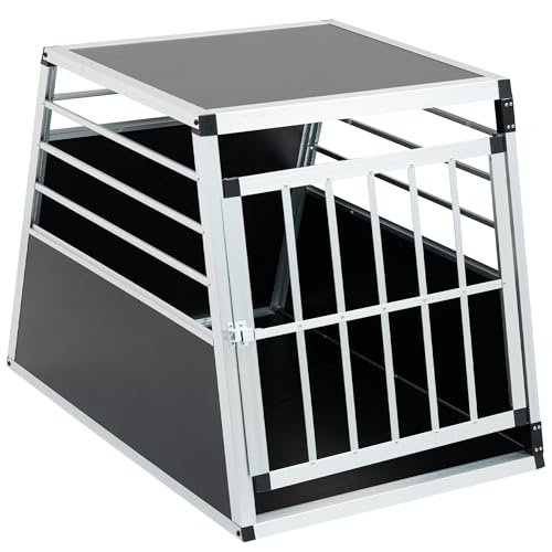 Dithoko Single Doors Aluminium Pet Car Transport Crate, Lockable Travel Dog Cage, Sturdy Construction for Small Dogs and Cats, Portable Puppy Carrier for Car Use