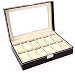 Watch Box-12 Slot Scatola Portaoggetti Per Orologio Da Uomo In Ecopelle Display Per Gioielli Copricuscino Cassa Dell'orologio Con Serratura Vassoio Salvaspazio Organizzatore Custodia Per Gioielli