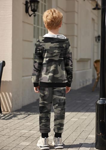 Boyoo Boys' 2 Piece Athletic Tracksuit Jogging Sets Outfit Sweatsuit Zip Up Hoodie and Active Pants for Kids 5-14 Years4