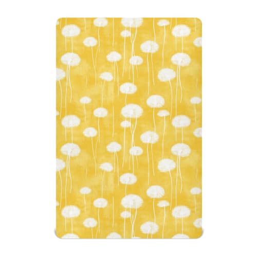 Image of Crib Sheet Breathable Soft Crib Mattress Sheet for Baby Toddler Boys Girls Fitted Pack n Play Crib Sheet Fit Standard Crib Mattress 52 x 28 Inch Round Dandelion Yellow