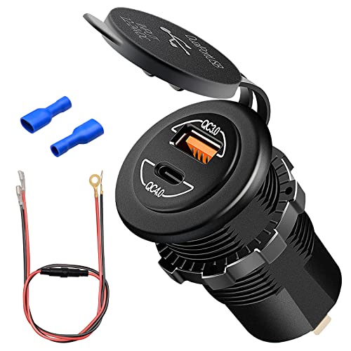 GOURIXIN Cargador Coche, 12V / 24V Cargador Rápido de Coche Dual USB Impermeable para Coches, Motos, RV, Camiones, Barcos Cover