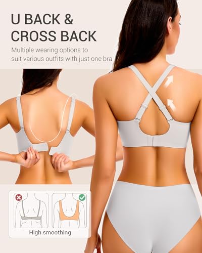 Image of Gailife Deep V Jelly Bras for Women No Underwire Wireless Seamless Push Up Bra Comfort Support Plunge Bralette Full Coverage