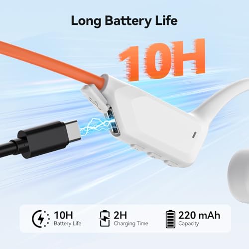 Image of TECKNET Bone Conduction Headphones, Bluetooth V6.0 Open Ear Wireless Headphones, 10H Playtime & IPX5 Sweat Resistant, Secure Comfortable Fit Built-in Mic, Sports Earbuds for Running & Workout, White