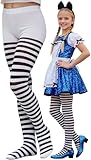 ToBeInStyle Girl’s Adorable Fun and Trendy Colorful Striped Comfy Tights - Black/White - 7-8 Years