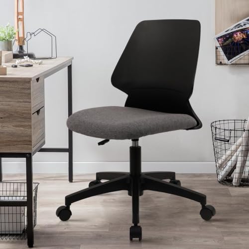 Image of CLATINA Armless Home Office Chair, Desk Chair with Wheels, Adjustable Height Reading Chairs, Small Swivel Computer Chair, Comfy Upholstered Task Chair for Office Meeting, Black(6 Pack)