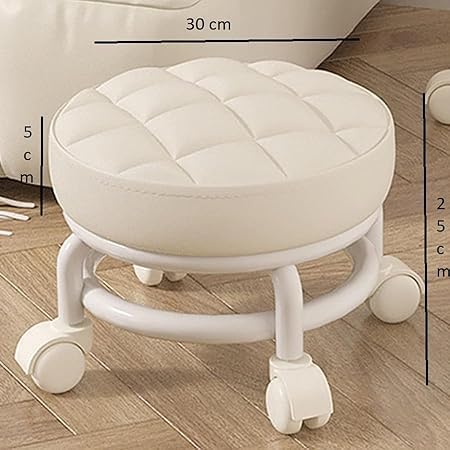 Image of Low Seat Round Roller Stool Sturdy Heavy Duty Small Footrest Movable Mini Stool