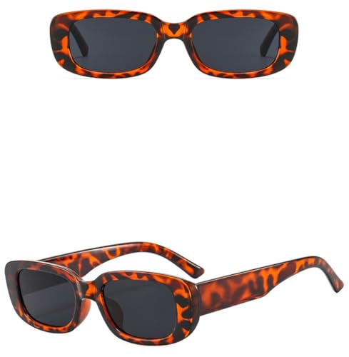 Image of IKANOO Retro Rectangle Sunglasses for Women Men Small Square Frame Trendy Y2K 90's Black Sunglasses