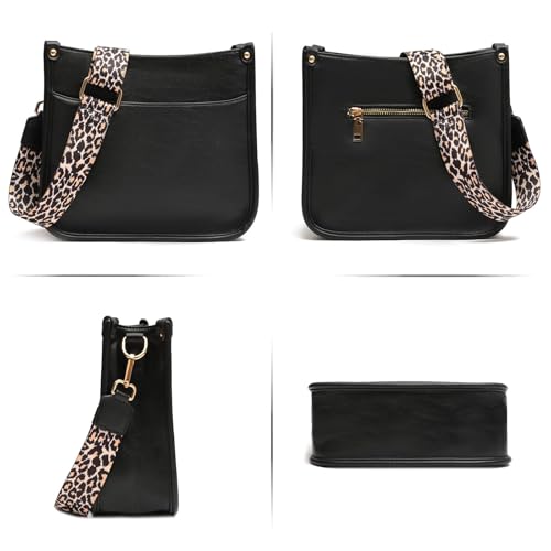 KOGTLA Women's Crossbody Shoulder Bag with Leopard Guitar Strap, Vegan Leather Purse Handbag Bucket Tote Bags3