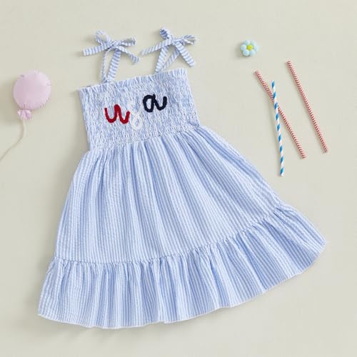 4th of July Toddler Baby Girl Outfit USA Dress Bowknot Halter Fouth of July Dresses Girls 4th of July Clothes2