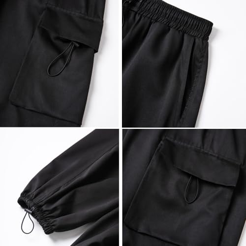 WZIKAI Men's Baggy Cargo Pants Casual Parachute Cargo Pants Loose Fit Hip Hop Harem Pants with Pockets Black XL by WZIKAI - Used condition - Image 5