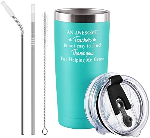 Teacher Gifts for Women, AN AWESOME Teacher Stainless Steel Insulated Travel Tumbler with Lid, Birthday Christmas Teachers Day Appreciation Thank you Gifts for Teacher Professor Women(20oz, Mint)