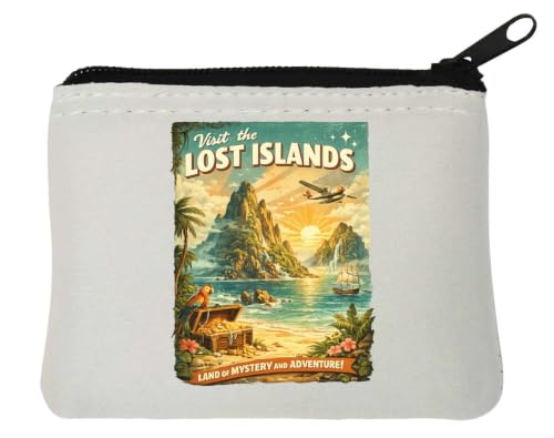 Image of Exploring the Land of Mystery and Adventure Neoprene Coin Purse Pouch 10x11cm White