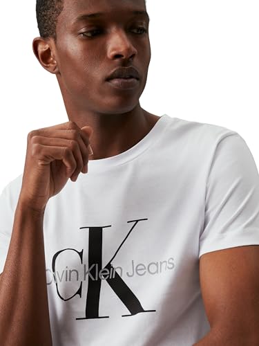 Calvin Klein Uomo T-Shirt Maniche Corte Core Monologo Slim Fit, Bianco (Bright White), M - 3