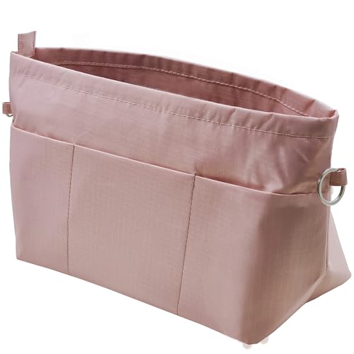 Time Wing Handbag Tote Purse Organizer Insert Bag Liner Shaper Pocketbook Divider Zipper 11 Pockets Compartments Small Pink